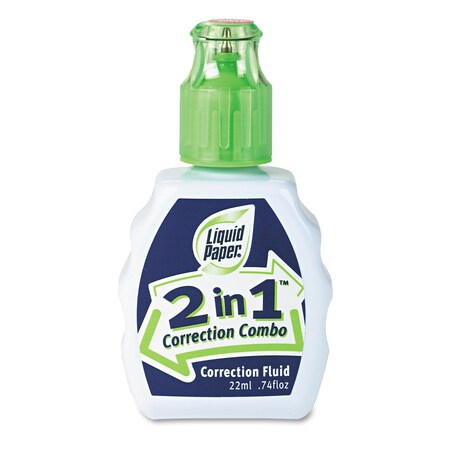 Paper Mate 2-In-1 Correction Combo, 22 ml Bottle, White 42030